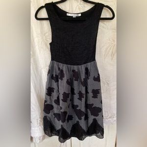 Max Studio Girls Black Floral Ribbed Tank Style Dress